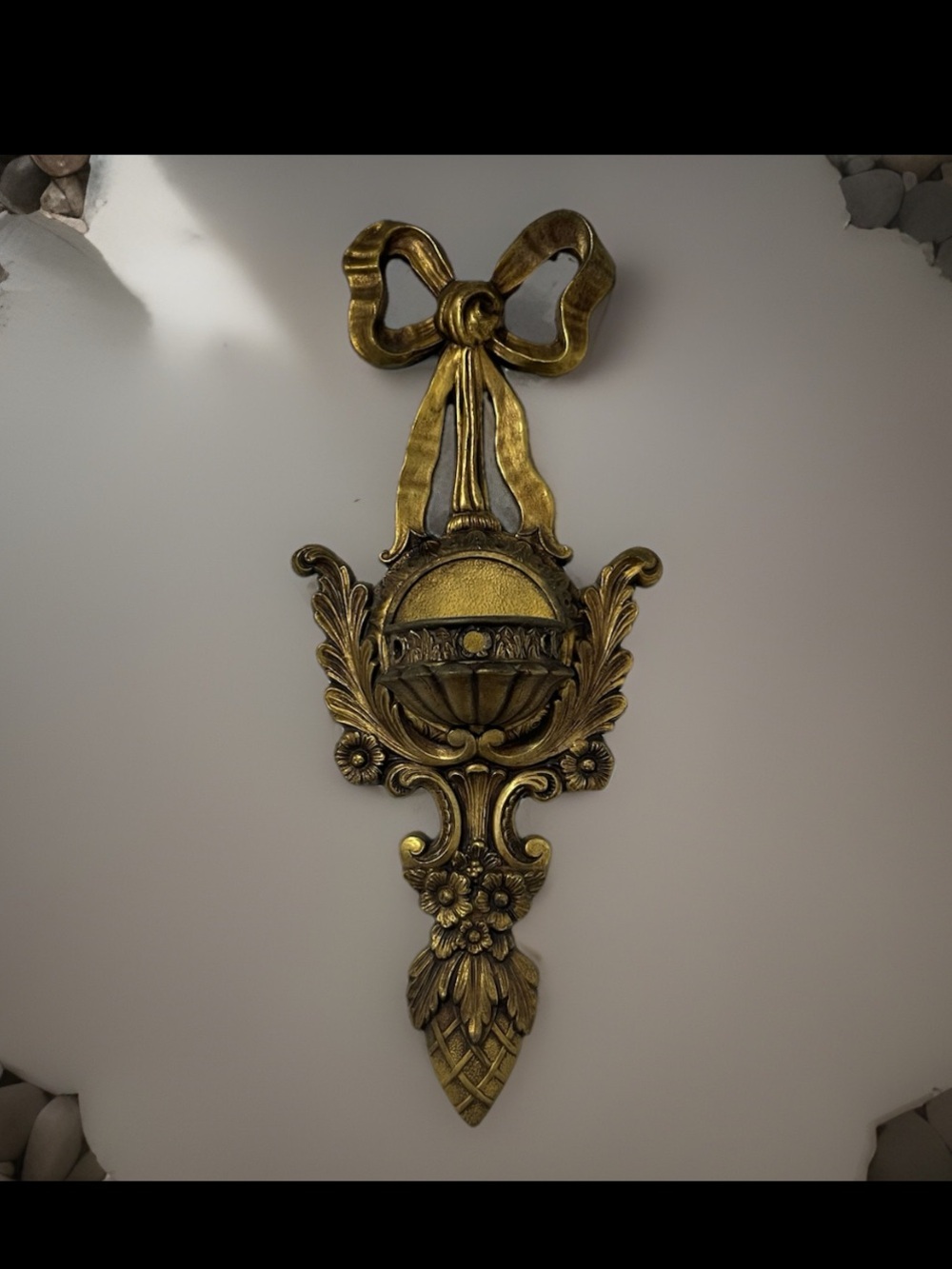 Vintage Heavy Ornate Metal Wall Pocket Sconce Hollywood Regency Planter